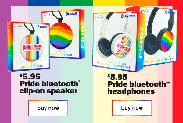 $5.95 Pride bluetooth clip-on speaker. $5.95 Pride bluetooth headphones