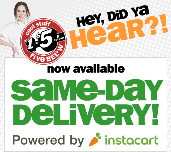 hey, did ya hear?! now available: same-day delivery! powered by Instacart