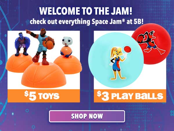 welcome to the jam! check out our entire Space Jam collection including tees, toys, accessories and more! $5 toys. $3 play balls.