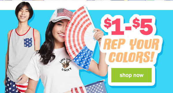 $1 to $5 rep your colors! shop now.
