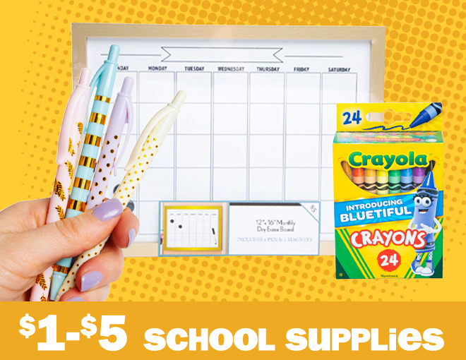 $1 to $5 school supplies