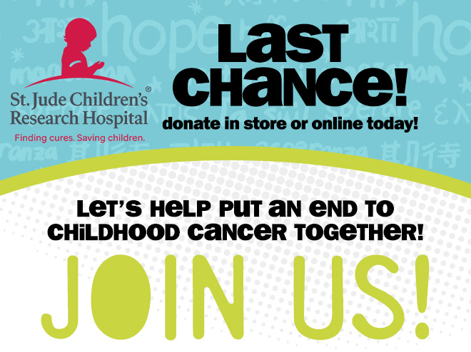 last chance! let's help put an end to childhood cancer together! join us!