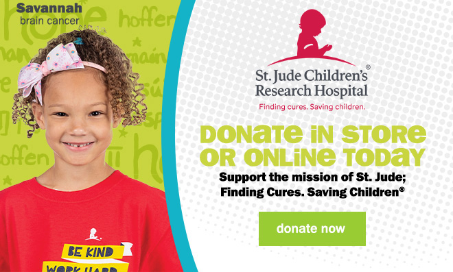 St. Jude Children's Research Hospital. Donate in store or online today. Support the mission of St. Jude; finding cures. saving children.