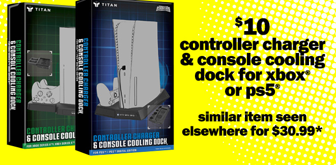 $10 controller charger and console cooling dock for xbox or ps5. similar item seen elsewhere for $30.99*