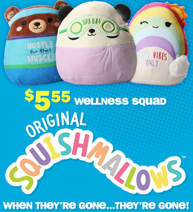 $4 valentine squad. $5.55 wellness squad. original Squishmallows - when they're gone, they're gone!