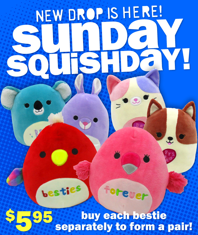 new drop is here! Sunday Squishday! $5.95: buy each bestie separately to form a pair!