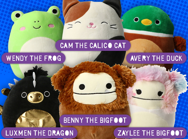 Wendy the Frog! Cam the Calico Cat! Avery the Duck! Luxmen the Dragon! Benny the Bigfoot! Zaylee the Bigfoot! 